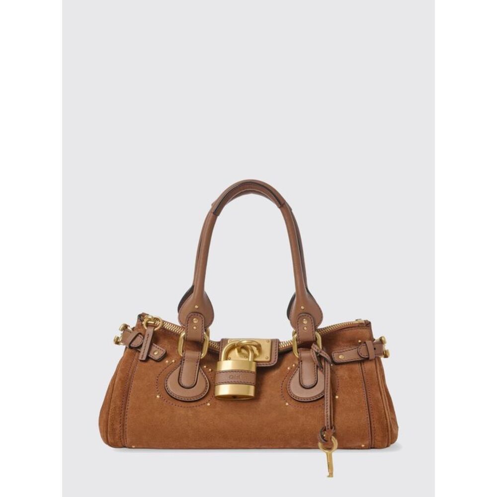 Chloe Women Paddington Suede Calfskin Handbag Chloe With Padlock
